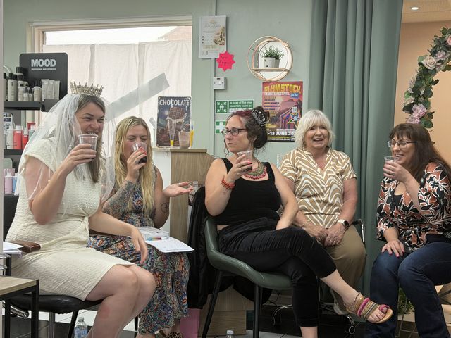 A hen party raising a toast